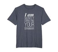 I Am Silently Correcting Your Grammar T-Shirt Funny Book Tee T-Shirt, Men's Big and Tall, Heather Blue, 5X Tall