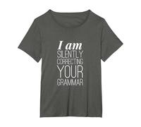I Am Silently Correcting Your Grammar T-Shirt Funny Book Tee T-Shirt, Women's Plus, Asphalt Grey, 6X