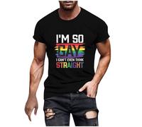 I Am So Gay T-Shirts Men Short Sleeve Tops Clearance UK,Man Rainbow T Shirt LGBT Pride Month Tshirts Crewneck Shirts Casual Blouse Summer Pullover Plus Size Top Loose Fit Tees Holiday Sweatshirt