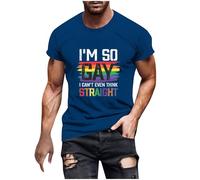 I Am So Gay T-Shirts Men Short Sleeve Tops Sale Clearance UK,Man Rainbow T Shirt LGBT Pride Month Tshirts Crewneck Shirts Casual Blouse Summer Pullover Plus Size Top Loose Fit Tees Holiday Sweatshirt