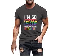 I Am So Gay T-Shirts Men Short Sleeve Tops Sale Clearance UK,Man Rainbow T Shirt LGBT Pride Month Tshirts Crewneck Shirts Casual Blouse Summer Pullover Plus Size Top Loose Fit Tees Holiday Sweatshirt
