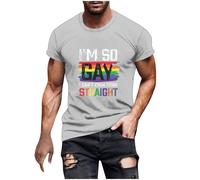 I Am So Gay T-Shirts Men Short Sleeve Tops Sale Clearance UK,Man Rainbow T Shirt LGBT Pride Month Tshirts Crewneck Shirts Casual Blouse Summer Pullover Plus Size Top Loose Fit Tees Holiday Sweatshirt