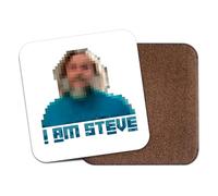 I am Steve Craft Mine Game Coaster - Cool Gamer Drink Coaster for Craft Mine Fans, Retro Pixel Style - Fun Gaming Gift - White