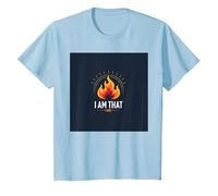 I Am That I Am: Empowering Flame of Self-Affirmation T-Shirt, Kids, Baby Blue, 4 Years