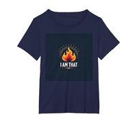 I Am That I Am: Empowering Flame of Self-Affirmation T-Shirt, Women's Plus, Navy, 2X