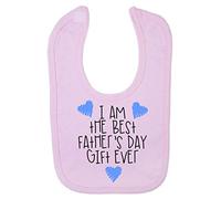 I am The Best Father's Day Gift Ever (Blue Scribble Hearts) [FD19] Cotton Baby bib - Pastel Pink
