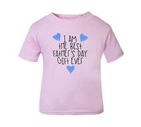 I am The Best Father's Day Gift Ever (Blue Scribble Hearts) [FD19] Short Sleeve Cotton Kids t Shirt, 2-3 Years, Pastel Pink