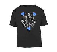 I am The Best Father's Day Gift Ever (Blue Scribble Hearts) [FD19] Short Sleeve Cotton Toddler t Shirt, 3-4 Years, Black