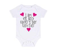 I am The Best Father's Day Gift Ever (Pink Scribble Hearts) [FD19] Baby Grow Vest, 3-6 Months, White