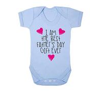 I am The Best Father's Day Gift Ever (Pink Scribble Hearts) [FD19] Baby Grow Vest, 6-12 Months, Pastel Blue