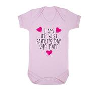 I am The Best Father's Day Gift Ever (Pink Scribble Hearts) [FD19] Baby Grow Vest, 6-12 Months, Pastel Pink