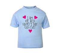 I am The Best Father's Day Gift Ever (Pink Scribble Hearts) [FD19] Short Sleeve Cotton Toddler t Shirt, 3-4 Years, Pastel Blue