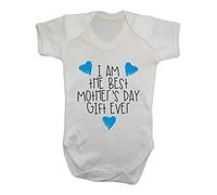 I am The Best Mother's Day Gift Ever (Blue Scribble Hearts) [MD19] Baby Grow Vest, 3-6 Months, White