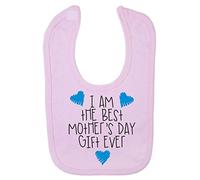 I am The Best Mother's Day Gift Ever (Blue Scribble Hearts) [MD19] Cotton Baby bib - Pastel Pink