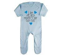 I am The Best Mother's Day Gift Ever (Blue Scribble Hearts) [MMD19] Baby Romper Jumpsuit with feet, 3-6 Months, Pastel Blue