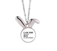 I Am The Bravest Boy Art Deco Fashion Rabbit Necklace Pendant Bunny Animal Jewelry Gift
