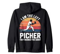 I Am The Left Pitcher They Warned You About Softball player Zip Hoodie