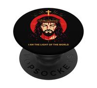I Am The Light Of The World John 8:12 Jesus Bible Verse Art PopSockets Adhesive PopGrip
