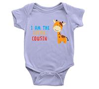 I Am The Little Cousin Babygrow 0-3m Blue Cute Sweet Body Suit Present Gift Giraffe Animal