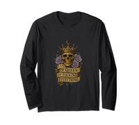 I Am the Queen of Fucking Everything Skull Floral Rock Roll Long Sleeve T-Shirt