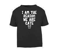 I am The Reason we are Late Statement [BBY5] Short Sleeve Cotton Toddler t Shirt, 1-2 Years, Black
