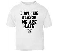 I am The Reason we are Late Statement [BBY5] Short Sleeve Cotton Toddler t Shirt, 2-3 Years, White