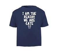 I am The Reason we are Late Statement [BBY5] Short Sleeve Cotton Toddler t Shirt, 3-4 Years, Navy
