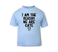 I am The Reason we are Late Statement [BBY5] Short Sleeve Cotton Toddler t Shirt, 3-4 Years, Pastel Blue