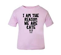 I am The Reason we are Late Statement [BBY5] Short Sleeve Cotton Toddler t Shirt, 3-4 Years, Pastel Pink