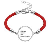 I Am The Richest Man Art Deco Fashion Lucky Red String Bracelet Rope Bracelet Handmade
