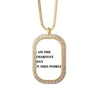 I Am The Smartest Man Art Deco Fashion Necklace Pendant Diamond Crystal Golden Jewelry