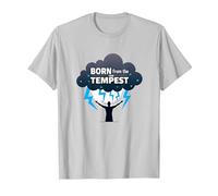 I Am The Storm: Born from The Tempest Inspirational Art T-Shirt, Men, Silver, XXL
