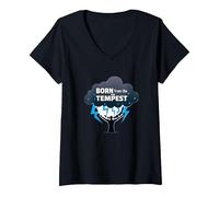 I Am The Storm: Born from The Tempest Inspirational Art V-Neck T-Shirt, Women, Black, XL