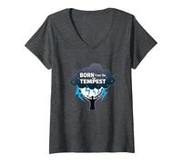 I Am The Storm: Born from The Tempest Inspirational Art V-Neck T-Shirt, Women, Dark Heather Grey, L
