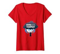 I Am The Storm: Born from The Tempest Inspirational Art V-Neck T-Shirt, Women, Red, S