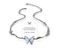 I Am The Storm-Gradient Crystal Butterfly Curved Necklace, Elegant Gradient Butterfly Pendant, Fashion Rhinestone Choker Inspirational Necklace Jewelry Gift for Women