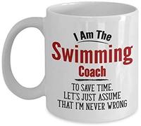 I Am The Swimming Coach Themed Funny 11 Oz White Ceramic Coffee Mug/Cup.