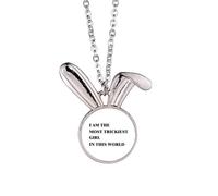 I Am The Trickiest Girl Art Deco Fashion Rabbit Necklace Pendant Bunny Animal Jewelry Gift