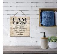 I Am The Vine You are The Branches Apart from Me You Can Do Nothing John 15-5 Wooden Sign Your Custom Quote Hanging Sign Plaque Sign Vintage Wall Art Sign Custom Wood Sign for Kitchen Decor 12x12in