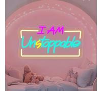 I am Unstoppable Neon Signs for Wall Decor Dimmable USB Powered Gamer Neon Lights for Bedroom LED Signs for Teen Boys Room Decor Bedroom Home Best Gamer 7.87”X14.76”