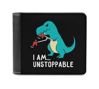 I Am Unstoppable T-rex Men's Bifold Wallet Slim Cash Card Holder Leather Purse