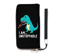 I Am Unstoppable T-rex Slim Wallet for Women Long Purse Cute Clutch Wristlet Handbag Card Holders