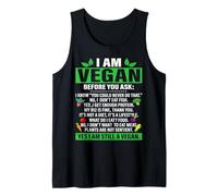 I Am Vegan Funny List Of Vegan Answers Plant Based Reasons Tank Top