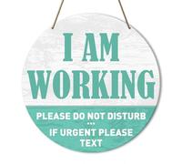 I Am Working Do Not Disturb Sign, Do Not Disturb Door Hanger Sign for Home Office Meeting Sessions Clinic Dorm Online Class Video Call, I Am Working If Urgent Please Text
