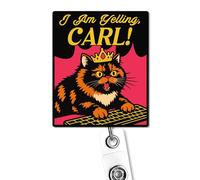 I Am Yelling Carl Badge Reel - Princess Donut Cat Retractable ID Card Holder with Alligator Clip - Funny Dungeon Crawler Carl Fan Gift, Bookish Fantasy Reader Badge Reel, Cute Cat Work Humor Accessory