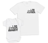 I Am Your Baby Gift Set - Father & Baby Matching Set - Gift for Daddy, Him, Dad - White
