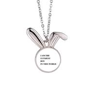 I AmThe Luckiest Boy Art Deco Fashion Rabbit Necklace Pendant Bunny Animal Jewelry Gift