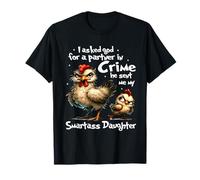 I Asked God For A Partner In Crime Cute Funny Chicken Saying T-Shirt