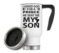 I Asked God for A Prince He Sent Me My Son Vacuum Insulated Thermal Travel Coffee Mug 480ml White