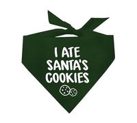 I Ate Santa's Cookies Dog Bandana | 100% Cotton Adjustable Triangle | Made in USA | Christmas | Holiday Season | Winter Wonderland | Gift |Dark Green, One Size (543)